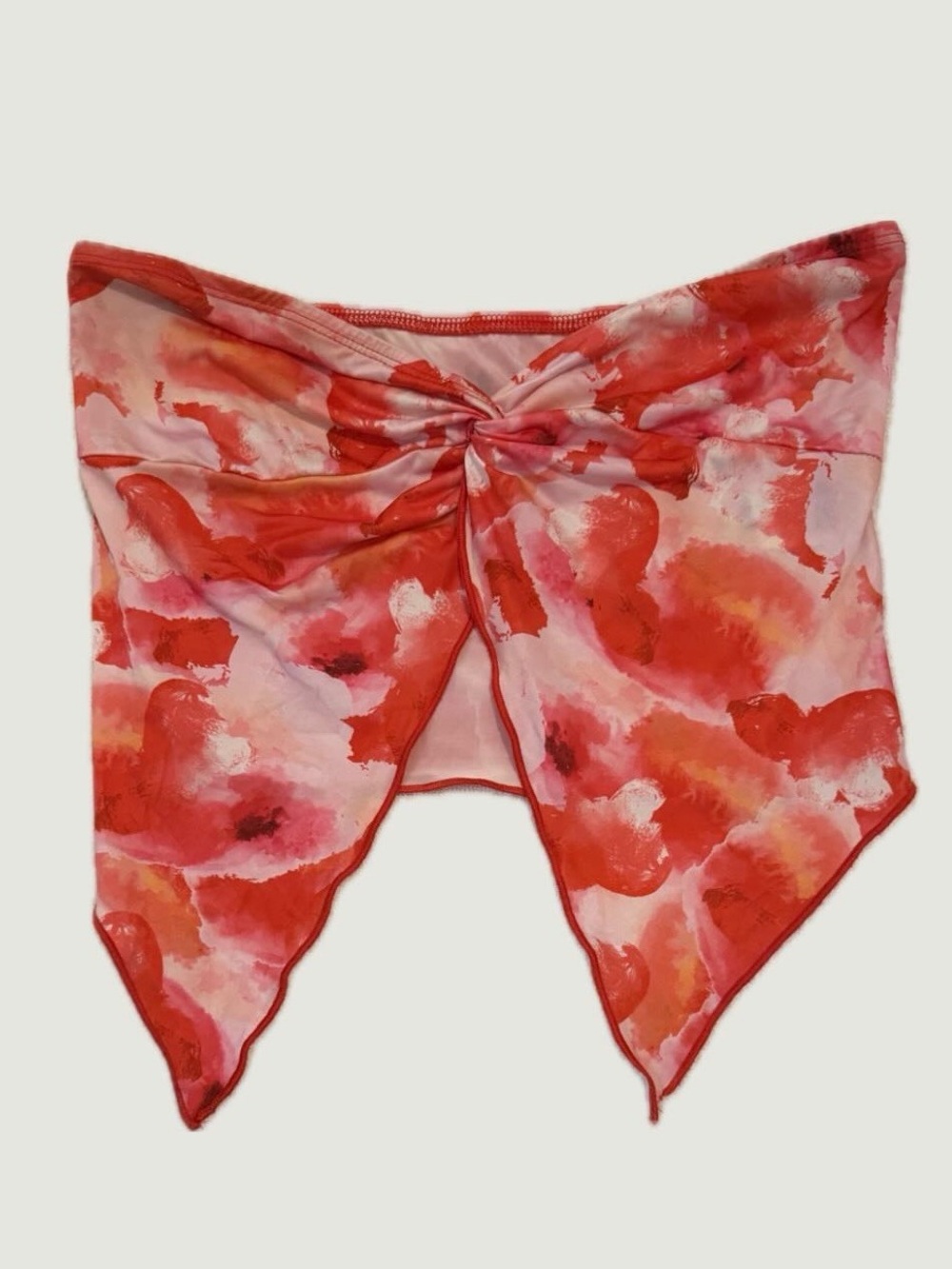 SHEIN Red & Pink Twist Front Strapless Scarf Top